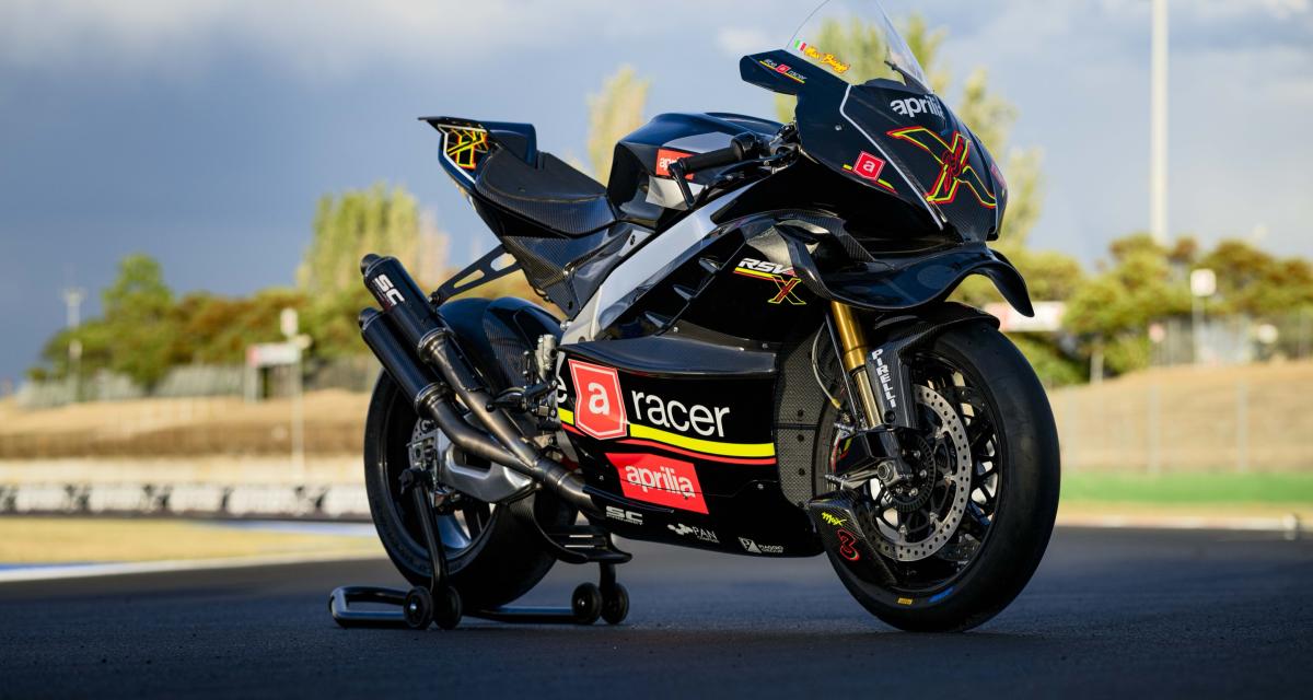 Side profile of Aprilia RS-GP showing underbody venturi shaping and sculpted lower fairing for ground-effect aerodynamics