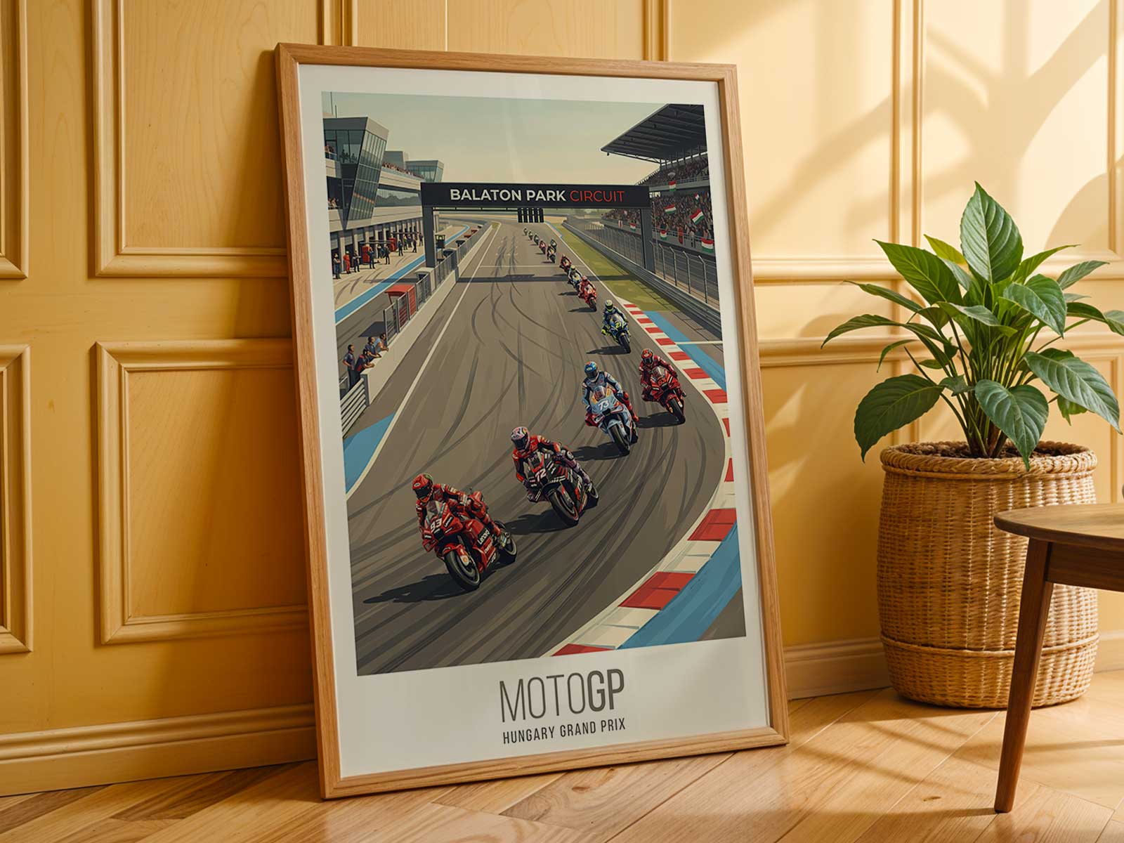 Collage poster of Francesco Bagnaia combined with vintage race tickets and program ephemera