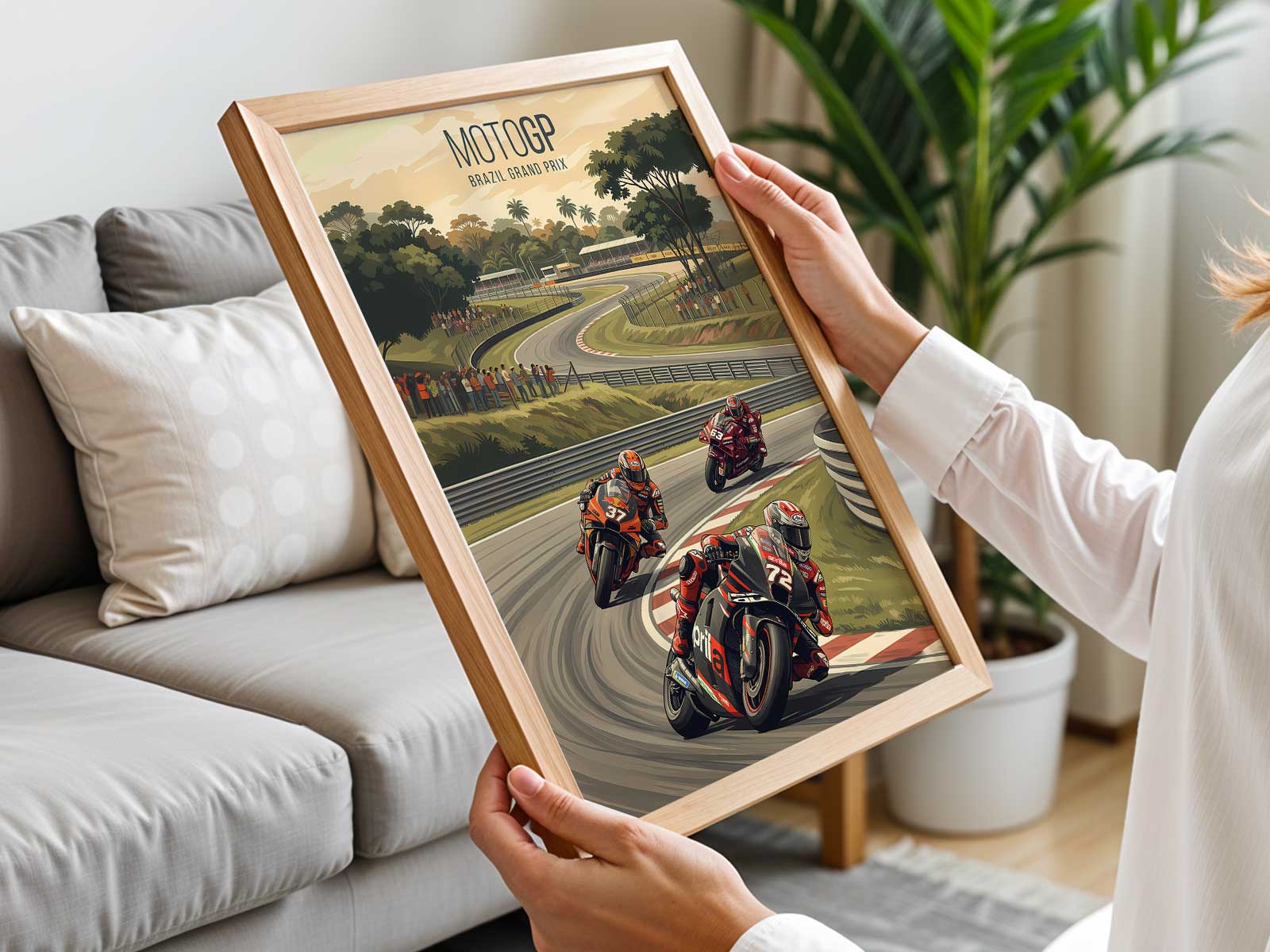 Goiânia Ayrton Senna track map motogp brazil print in minimalist wall art style