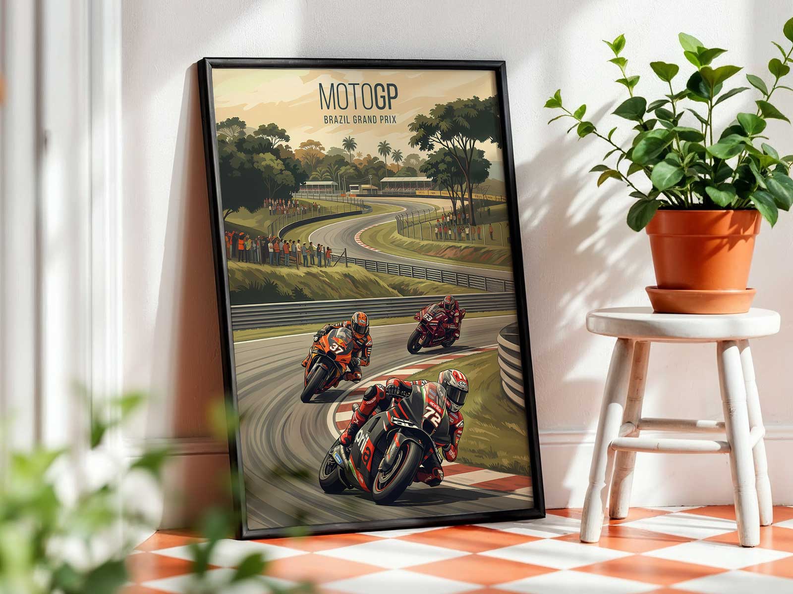 Goiânia circuit motogp brazil wall decor poster with modern racing track artwork