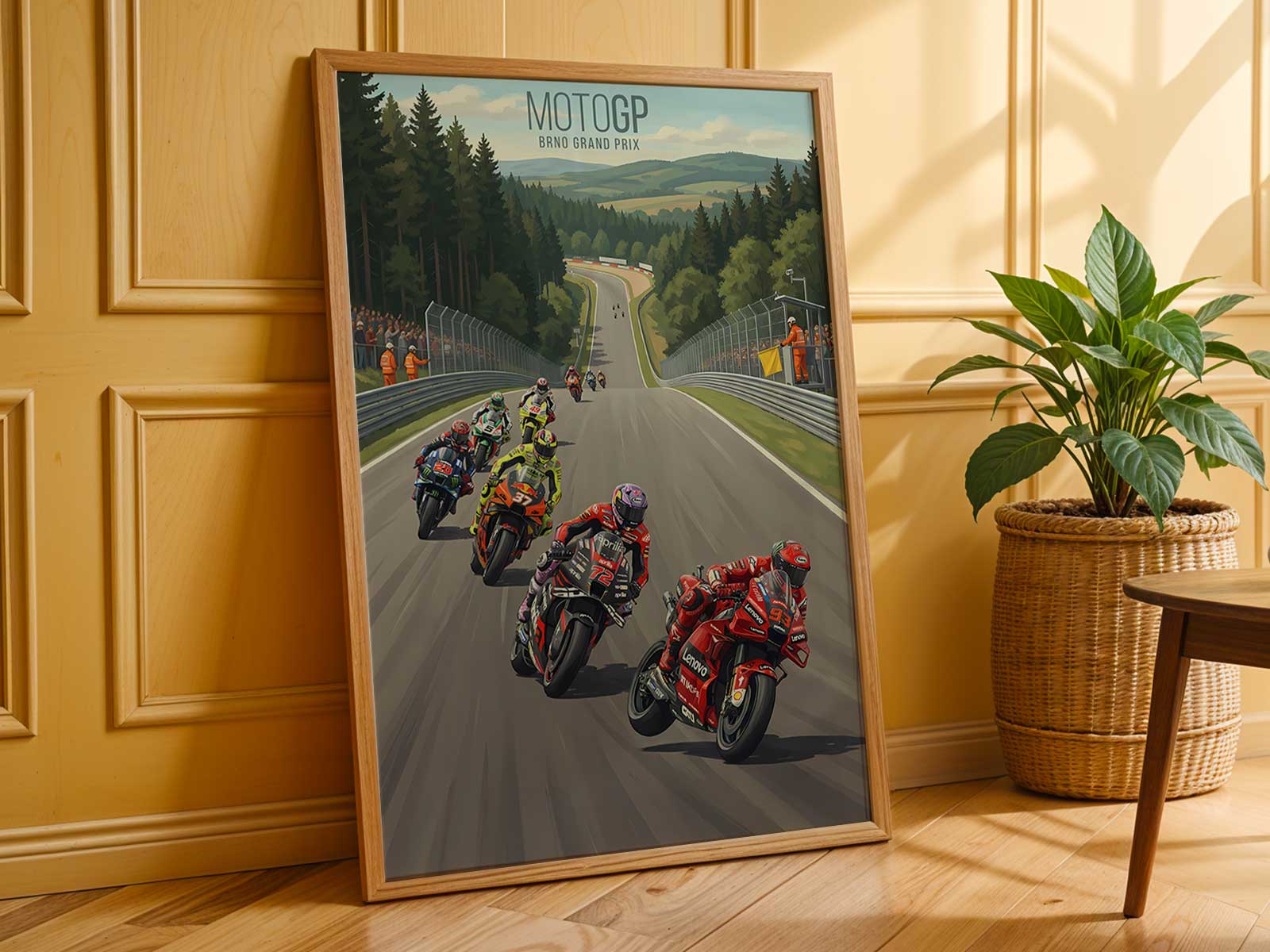 Dynamic overtaking move at Brno first corner with Honda bike
