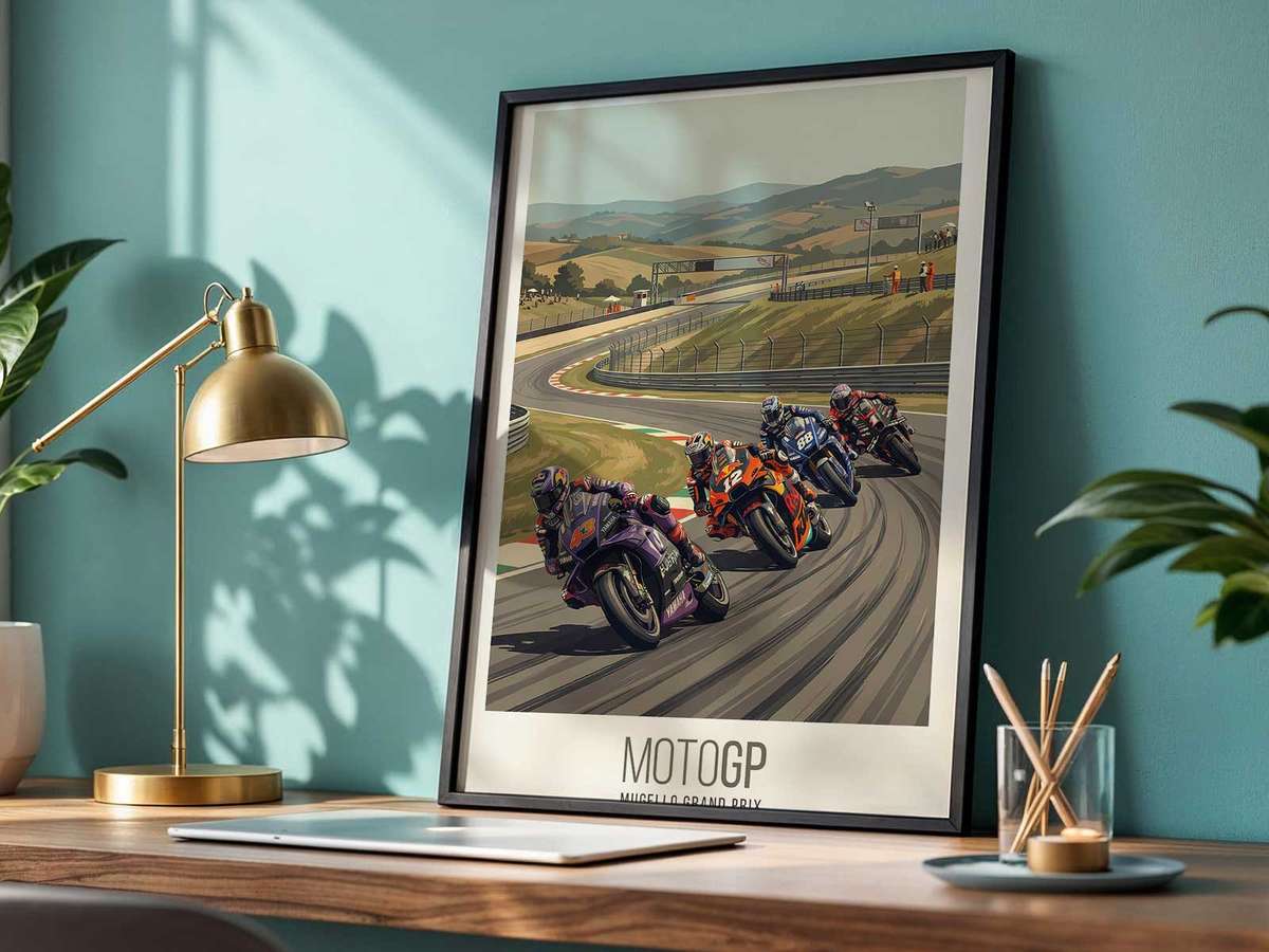 Artistic composite of Jack Miller in multiple racing poses layered for a dynamic poster effect