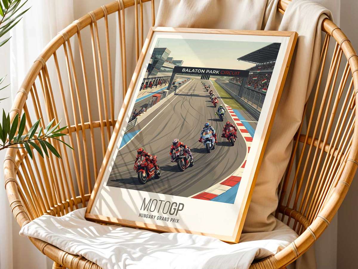 Marc Márquez seen exiting the pit area and setting up a corner approach, body position and bike alignment rendered for…