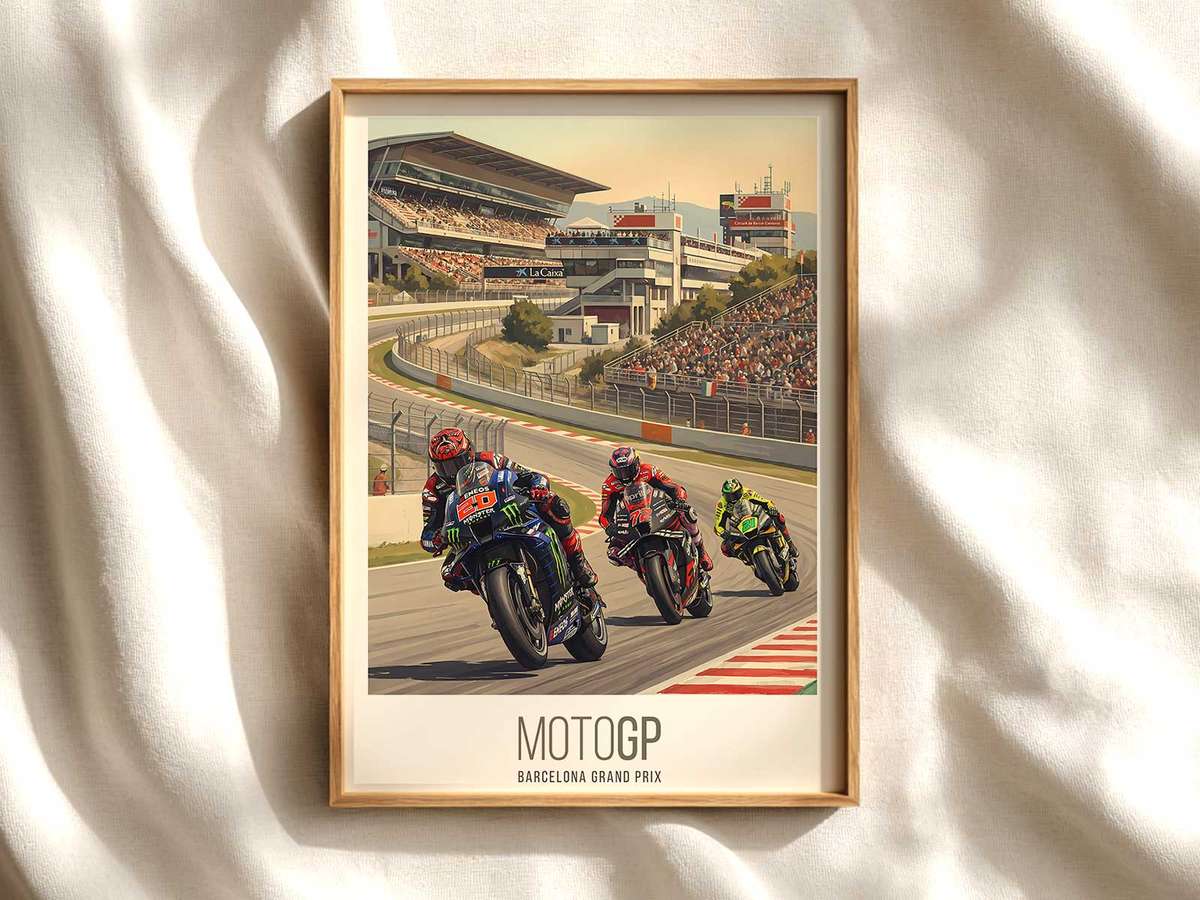 Bezzecchi Portrait with Dramatic Studio Light MotoGP poster shown as premium motorcycle racing wall art