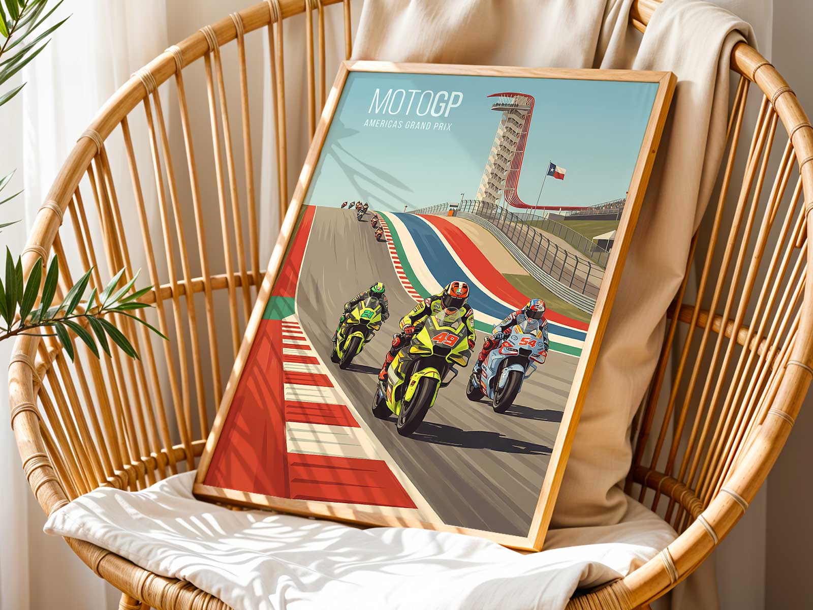 MotoGP COTA rider challenge wall art print inspired by Austin racing