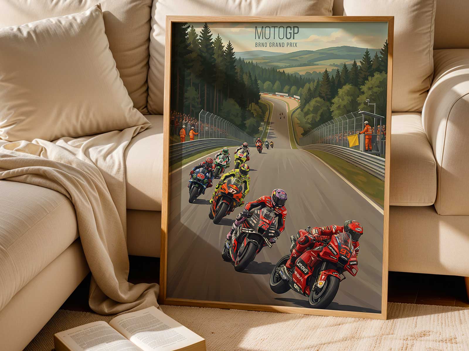 MotoGP Marc Marquez corner entry poster print with race-focused artwork for wall art and motorsport decor
