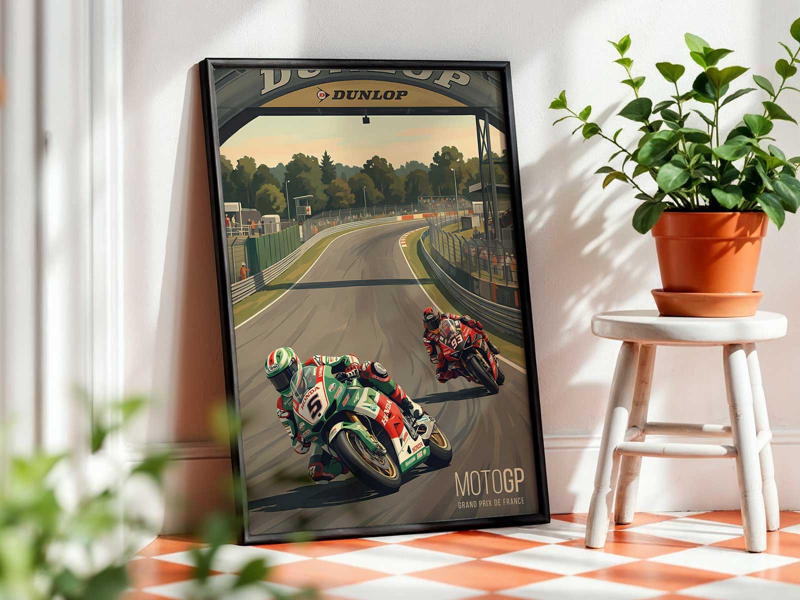 The pack of MotoGP riders racing into the first corner at the start of the 2026 United States Grand Prix at COTA