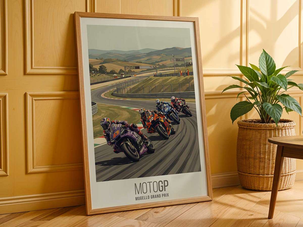 Viñales poster using high-contrast light and shadow to emphasize the sculptural form of the motorcycle