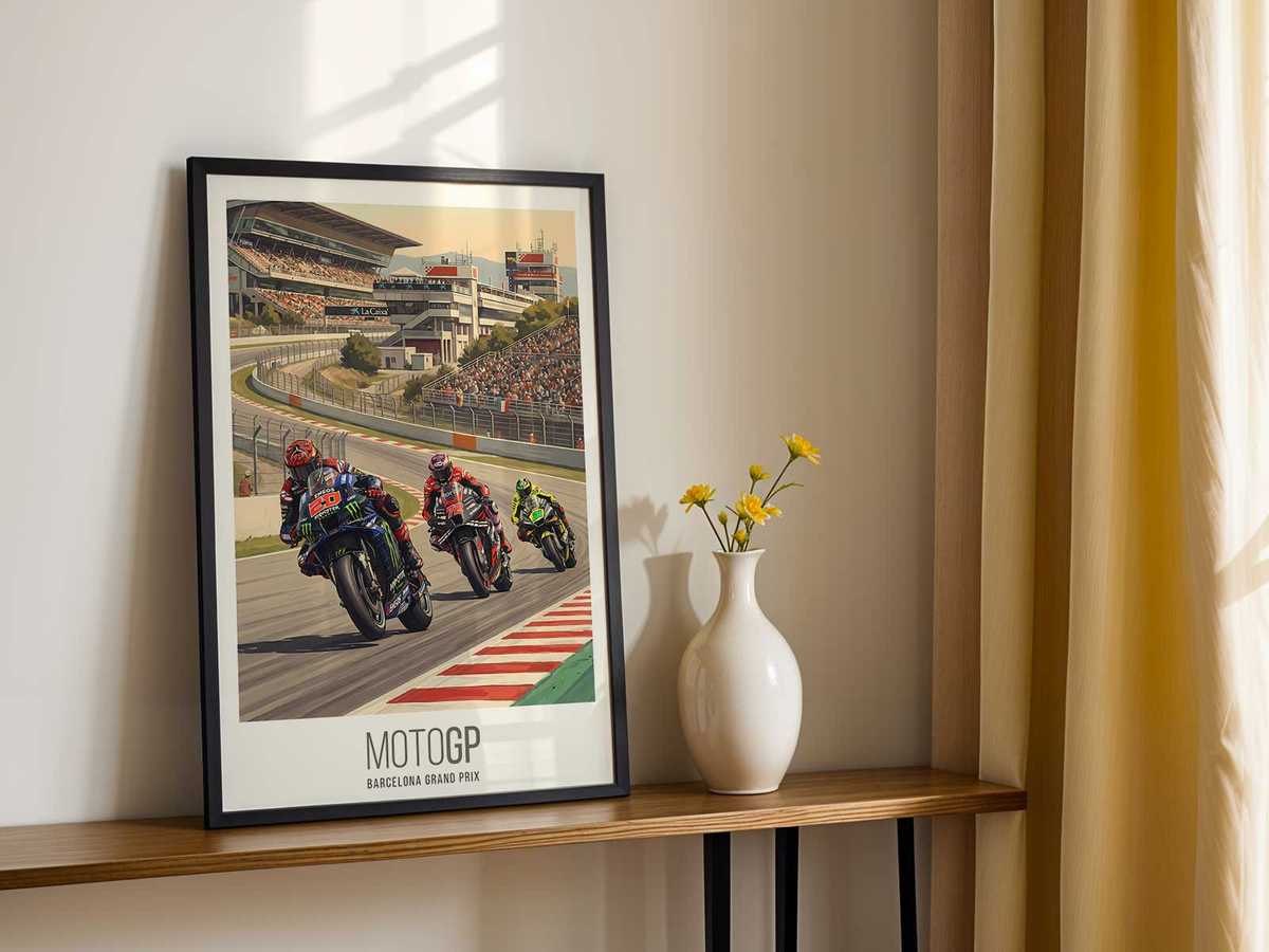 Yamaha MotoGP bike in an artistic speed composition with smooth acceleration and flowing motion